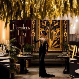 Elegant Fabulous 50. Art Deko Lady aus den 20er Ja Einladung
