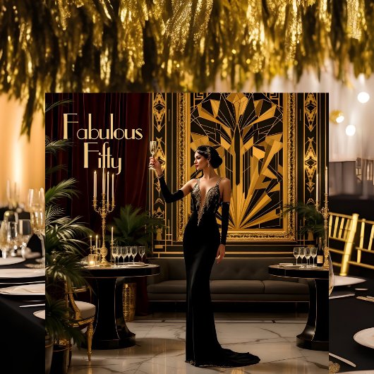 Elegant Fabulous 50. Art Deko Lady aus den 20er Ja Einladung