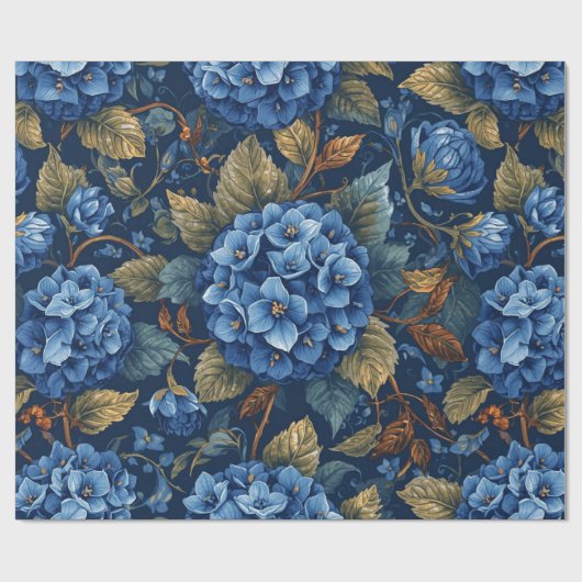 Elegant Faded Hydrangea Floral Pattern Decoupage Geschenkpapier (Flach)