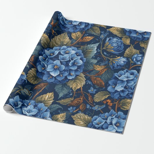Elegant Faded Hydrangea Floral Pattern Decoupage Geschenkpapier (Ungerollt)