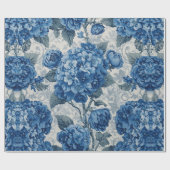 Elegant Faded Hydrangea Floral Pattern Decoupage Geschenkpapier (Flach)
