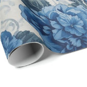 Elegant Faded Hydrangea Floral Pattern Decoupage Geschenkpapier (Rolleneckpunkt)