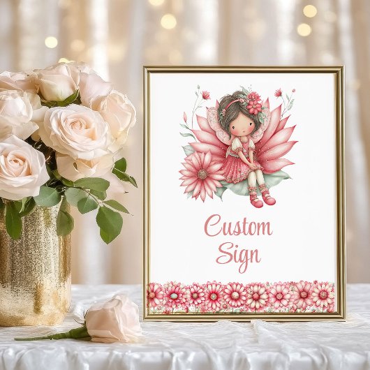 Elegant Fairy Girl Blush Floral Birthday Custom  Poster