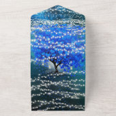 Elegant Fairy Lights Blue Heart Leaf Tree Wedding All In One Einladung (Außenbereich)