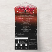Elegant Fairy Lights Red Heart Leaf Tree Wedding A All In One Einladung (Innen Boden)