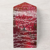 Elegant Fairy Lights Red Heart Leaf Tree Wedding All In One Einladung (Außenbereich)