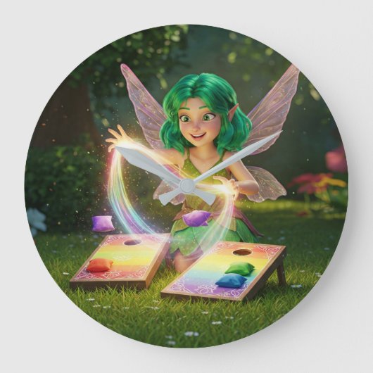 Elegant Fairy Polterabend Große Wanduhr (Vorderseite)