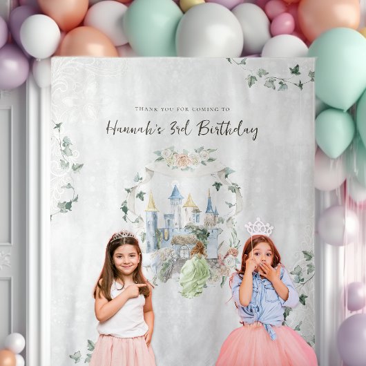 Elegant Fairy Tale | Princess Birthday Background Wandteppich