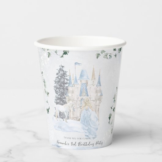 Elegant Fairy Tale | Winter Princess Birthday Pappbecher (Vorderseite)
