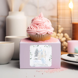 Elegant Fairy Tale   Winterprinzessin Geburtstag Quadratischer Aufkleber