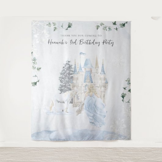 Elegant Fairy Tale | Winterprinzessin Geburtstag Wandteppich (Vorderseite)