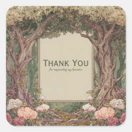 Elegant Fairytale Forest Tree Arch Pink Floral Quadratischer Aufkleber