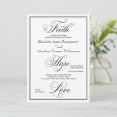 Elegant Faith Hope Liebe Script Hochzeitseinladung Einladung (Stehend Vorderseite)