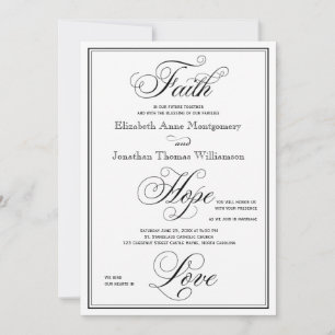 Elegant Faith Hope Liebe Script Hochzeitseinladung Einladung