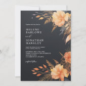 Elegant Fall Black Wedding Einladung (Vorderseite)