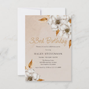 Elegant Fall Boho Chic Floral 33. Geburtstagsparty Einladung