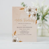 Elegant Fall Boho Chic Floral 40. Geburtstag Party Einladung (Stehend Vorderseite)