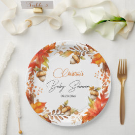 Elegant Fall Boho Floral Baby Shower Pappteller