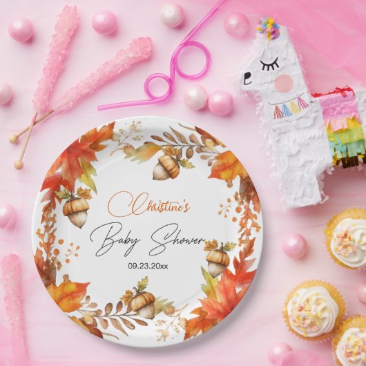 Elegant Fall Boho Floral Baby Shower Pappteller (Party)