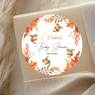 Elegant Fall Boho Floral Baby Shower Runder Aufkleber