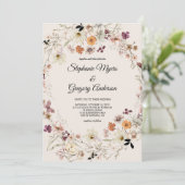 Elegant Fall Boho Wildblumen Hochzeit Einladung (Stehend Vorderseite)