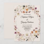 Elegant Fall Boho Wildblumen Hochzeit Einladung (Vorne/Hinten)