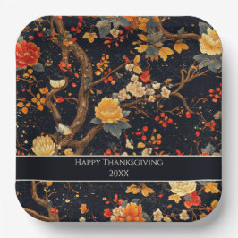 Elegant Fall Chinoiserie Paper Plate Pappteller
