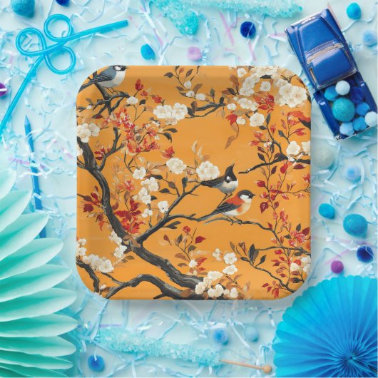 Elegant Fall Chinoiserie Paper Plate Pappteller (Party)