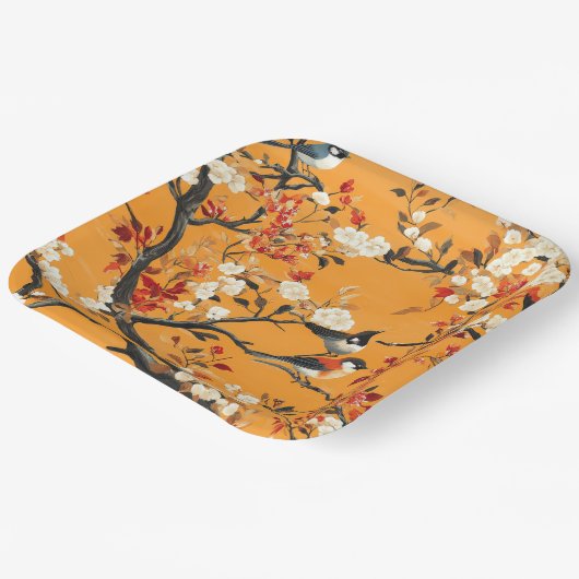 Elegant Fall Chinoiserie Paper Plate Pappteller (Gewinkelt)