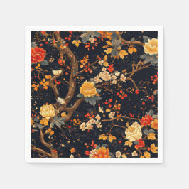Elegant Fall Chinoiserie Paper Plate Serviette