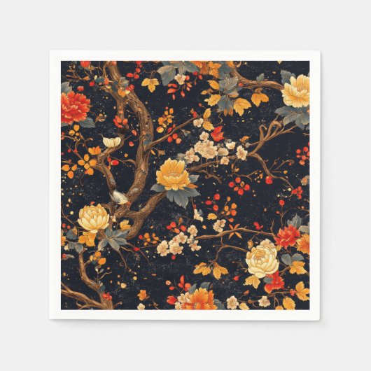 Elegant Fall Chinoiserie Paper Plate Serviette (Vorderseite)