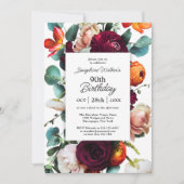 Elegant Fall Floral 90. Geburtstagsparty Einladung (Vorderseite)