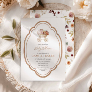 Elegant Fall Floral Burgundy Kinderdusche Einladun Einladung