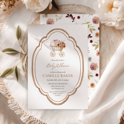 Elegant Fall Floral Burgundy Kinderdusche Einladun Einladung