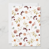 Elegant Fall Floral Burgundy Kinderdusche Einladun Einladung (Rückseite)