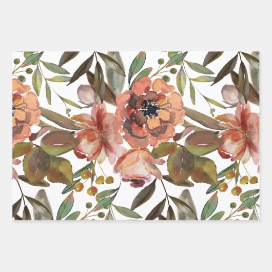 Elegant Fall Floral Geschenkpapier Set (Vorderseite)