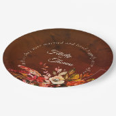 Elegant Fall Floral glücklich immer nach Hochzeit Pappteller (Schrägansicht)