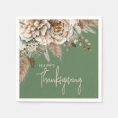 Elegant Fall Floral Happy Thanksgiving Serviette (Vorderseite)