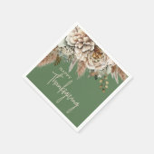 Elegant Fall Floral Happy Thanksgiving Serviette (Ecke)