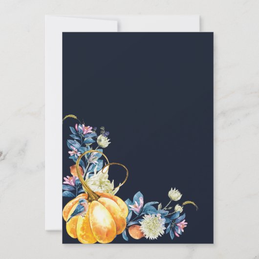 Elegant Fall Floral Pumpkin Hochzeit Einladung (Rückseite)