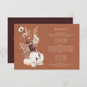 Elegant Fall Floral Pumpkin Wedding Begleitkarte