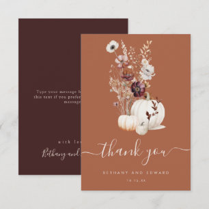 Elegant Fall Floral Pumpkin Wedding Dankeskarte