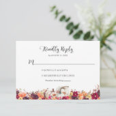 Elegant Fall Floral Pumpkin Wedding RSVP (Stehend Vorderseite)