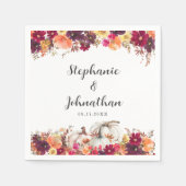 Elegant Fall Floral Pumpkin Wedding Serviette (Vorderseite)