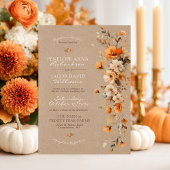 Elegant Fall Floral Rustic Kraft Autumn QR Wedding Einladung