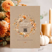 Elegant Fall Floral Rustic Kraft Autumn QR Wedding Einladung