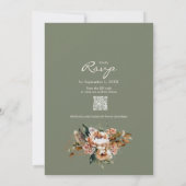 Elegant Fall Floral Sage Green Boho Autumn Wedding Einladung (Rückseite)