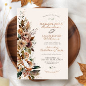 Elegant Fall Floral Terracotta Boho Autumn Wedding Einladung