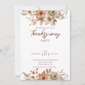 Elegant Fall Floral Thanksgiving Party  Einladung (Vorderseite)