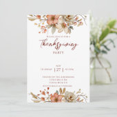 Elegant Fall Floral Thanksgiving Party  Einladung (Stehend Vorderseite)